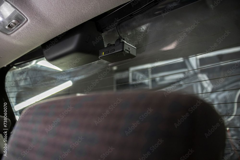 Video recorder on the rear window of the car Video recorder on the rear window of the car