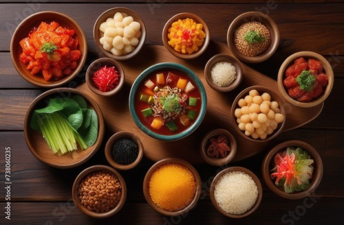 Traditional Korean Snacks, Korean Food, Assortment of Different Dishes