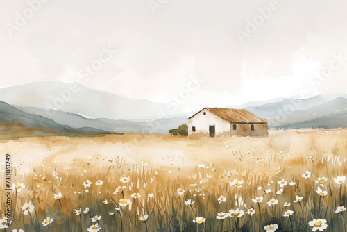 fields  daisy field  barn  house  Jerusalem town  greek landscape