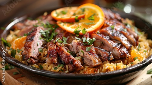 Family-Style Arroz de Pato with Orange and Herbs

