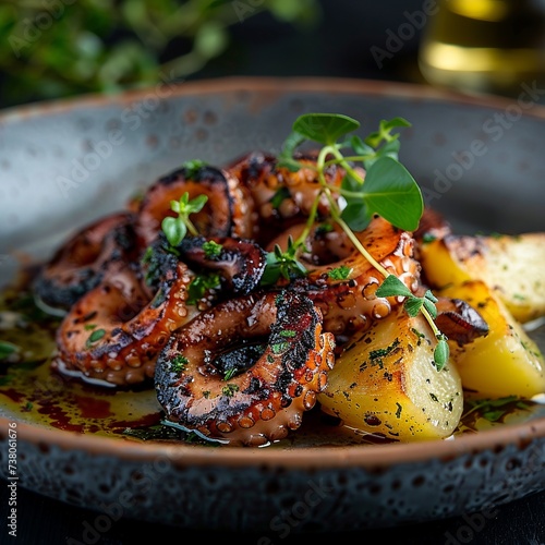 Grilled Octopus (Polvo à Lagareiro) Plated Dish

