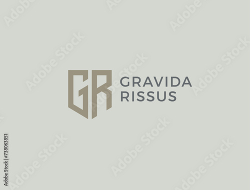 GR. Monogram of Two letters G and R. Luxury, simple, minimal and elegant GR logo design. Vector illustration template. 