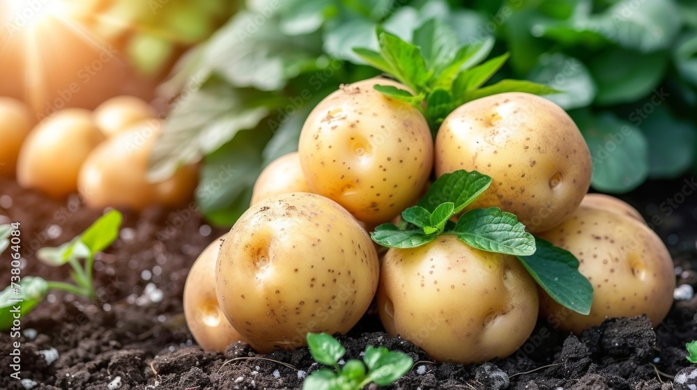 Vibrant and abstract potato plantation background on a bright summer day with lush greenery. Vibrant and abstract potato plantation background on a bright summer day with lush greenery.