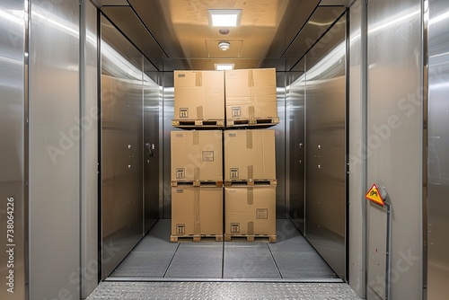 the boxes are in the elevator