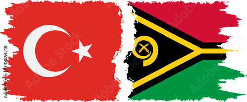 Vanuatu and Turkey grunge flags connection vector