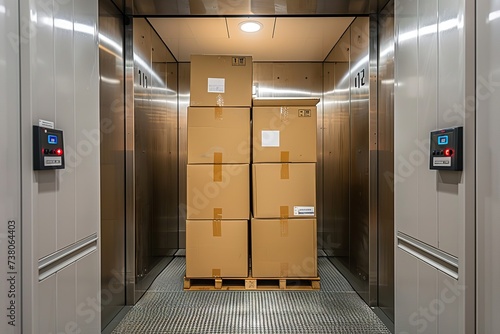the boxes are in the elevator