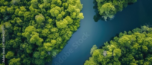 Serene River Winding Through Vibrant Green Forest