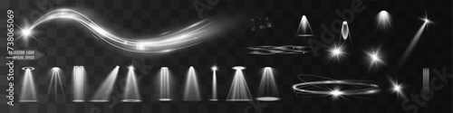 Light white wave and spotlight shine effect,glow line sparkle shine. Silver white wavy effects.	