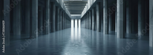 Modern Building with Symmetrical Corridor Perspective