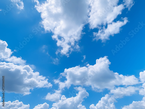 Blue sky background with tiny clouds. Abstract background. Nature background. landscape with blue sky and white clouds in the spring  nature series.