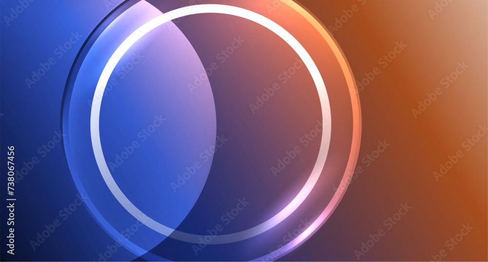 Obraz premium Neon glass circle copyspace for your text or product presentation geometric background. Vector illustration For Wallpaper, Banner, Background, Card, Book Illustration, landing page