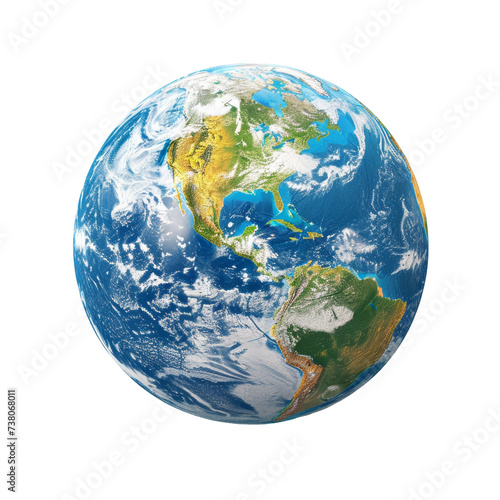 Detailed Globe with Continents on White Background Isolated on Transparent or White Background  PNG