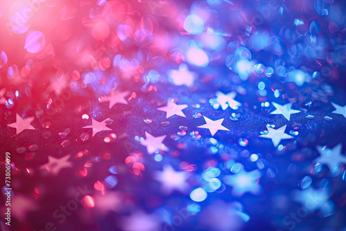 Abstract Bokeh Background with Blue and Red Starry Lights