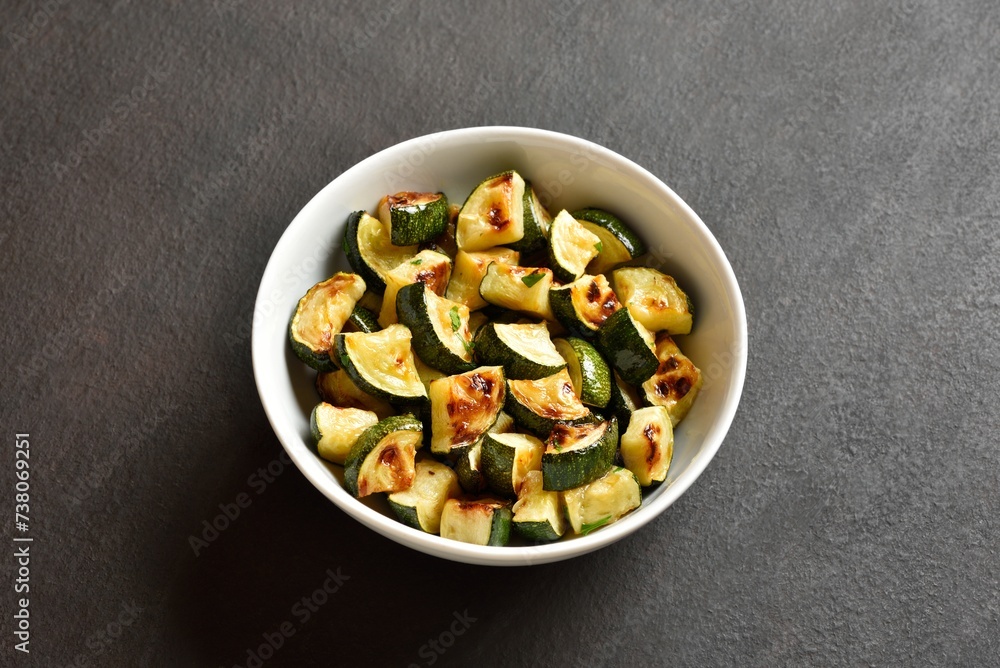 Oven roasted zucchini with garlic and greens Oven roasted zucchini with garlic and greens