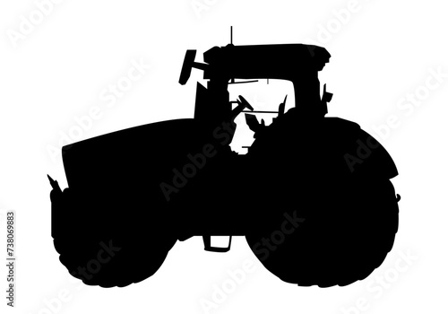 Icono de un tractor en negro. Silueta negra de un tractor
