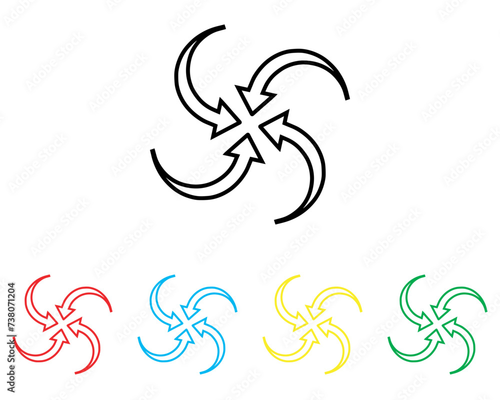 Inward arrow icon vector. Four Arrows icon sign symbol in trendy flat style. Set elements in colored icons. Arrow pointing center vector icon illustration isolated on white background Inward arrow icon vector. Four Arrows icon sign symbol in trendy flat style. Set elements in colored icons. Arrow pointing center vector icon illustration isolated on white background