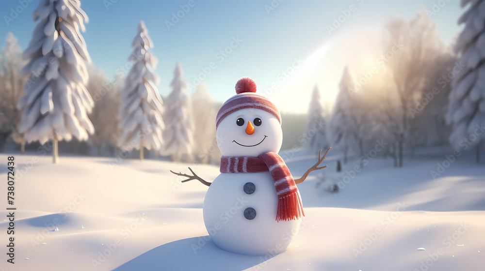 Obraz premium Sweet smile of Christmas snowman