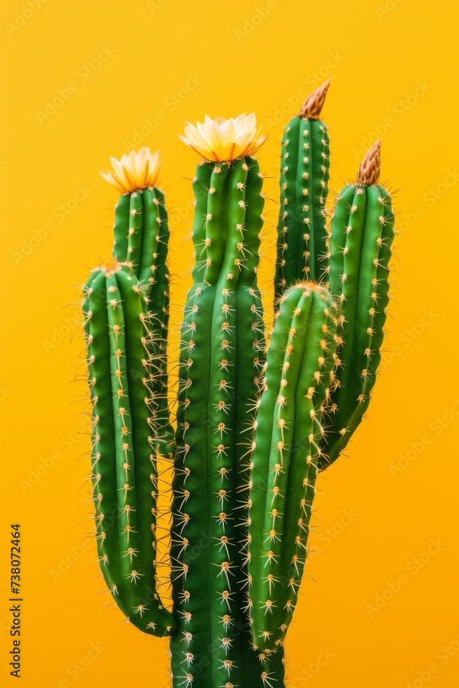 Cactus plant on yellow background Cactus plant on yellow background