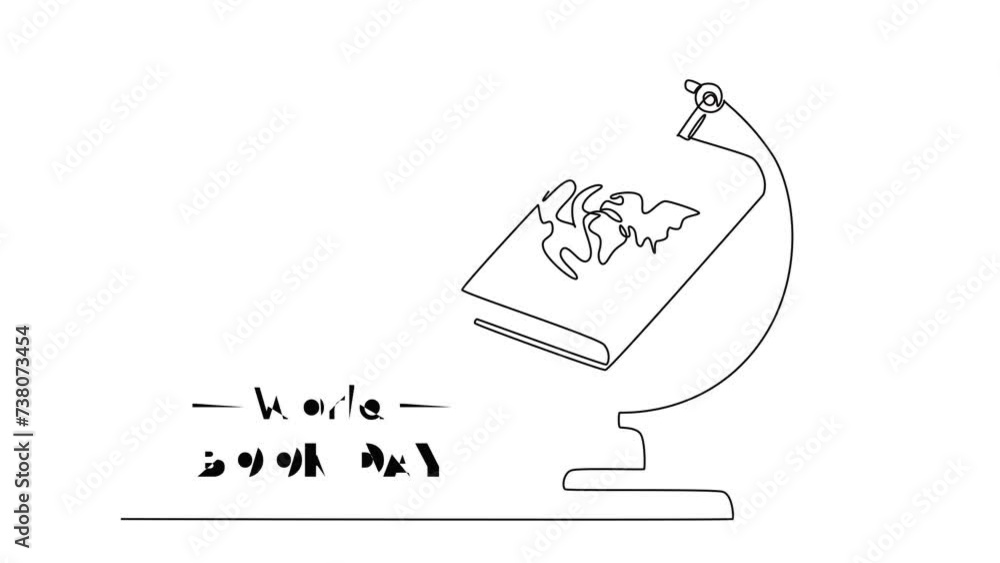 Self drawing animation of one single line draw World book day concept. Full length animation illustration. Self drawing animation of one single line draw World book day concept. Full length animation illustration.