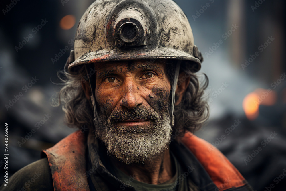 Obraz premium AI generated image photo of a professional rescuer against ruined city damaged buildings background