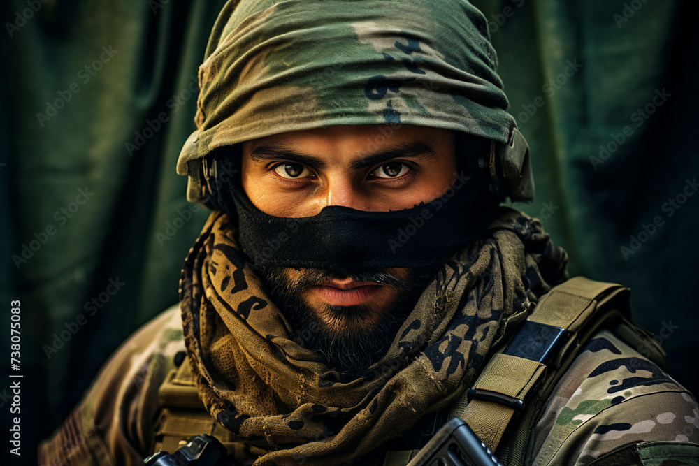 Soldier in military uniform UA flag of powerful army fighting against the aggression generative ai Soldier in military uniform UA flag of powerful army fighting against the aggression generative ai