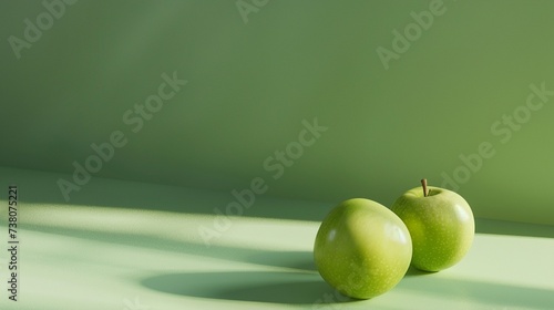 Green Apples Green Background Isolated