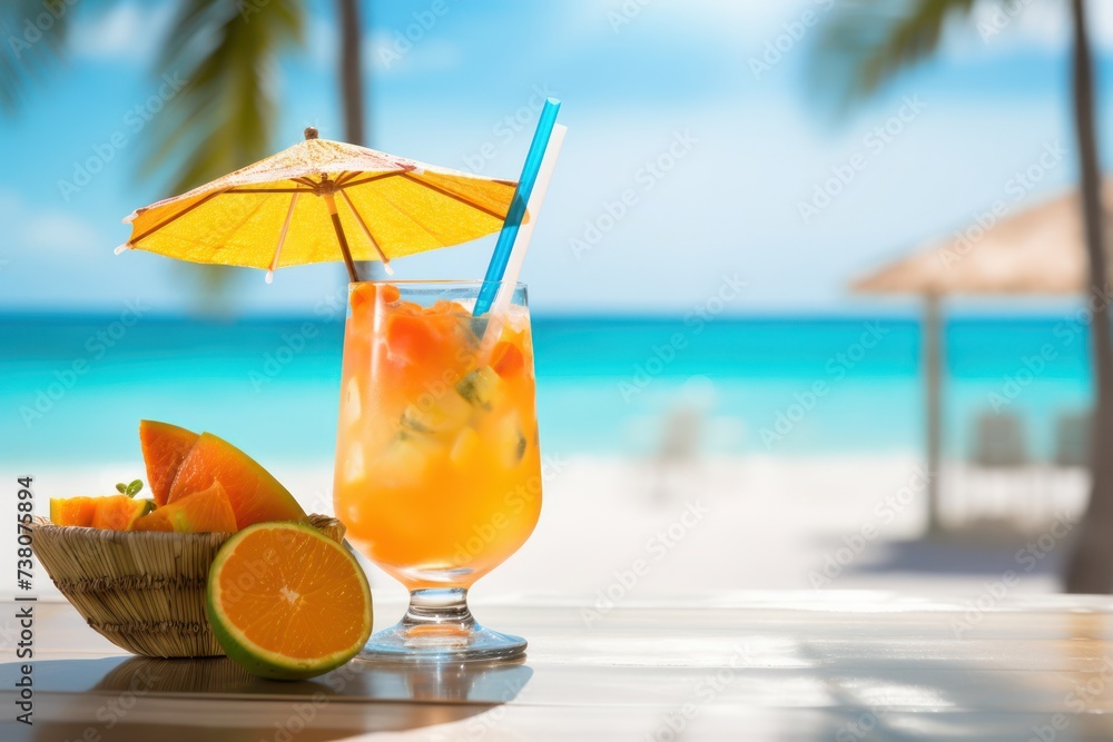 glass of refreshing aperol spritz cocktail on summer tropical resort beach background glass of refreshing aperol spritz cocktail on summer tropical resort beach background