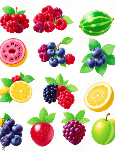 A photo of very beautiful colorful fruits set Generative AI