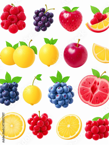 A photo of very beautiful colorful fruits set Generative AI