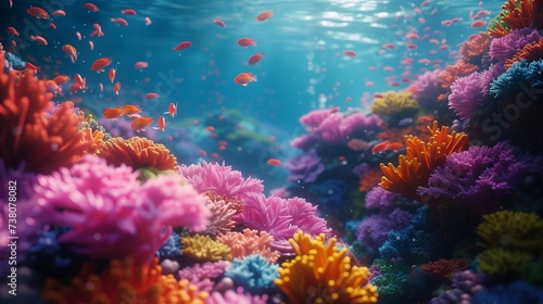 Close Up Colorful Coral Reef  beautiful sea coral  sunlight  fish