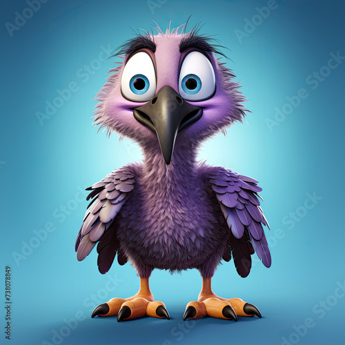 Cute Cartoon Vulture Character with Big Eyes