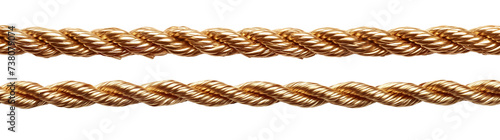 two sets of gold rope isolated on a white or transparent background. twisted twine rope for borders. PNG. 3D illustration