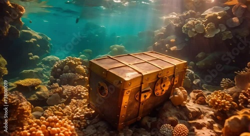 sunken chest at the bottom of the sea footage photo