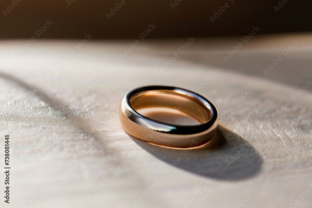 Wedding rings positioned delicately on a blurred wedding arch, creating a romantic setting Wedding rings positioned delicately on a blurred wedding arch, creating a romantic setting