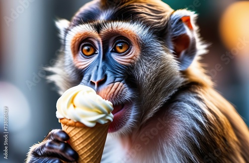 monkey eating ice cream photo