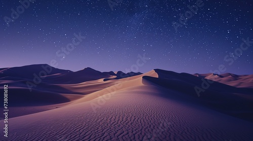 An expansive desert under a starlit sky  with rolling dunes casting soft shadows  ideal for a background in stories about exploration or as an astronomy concept.