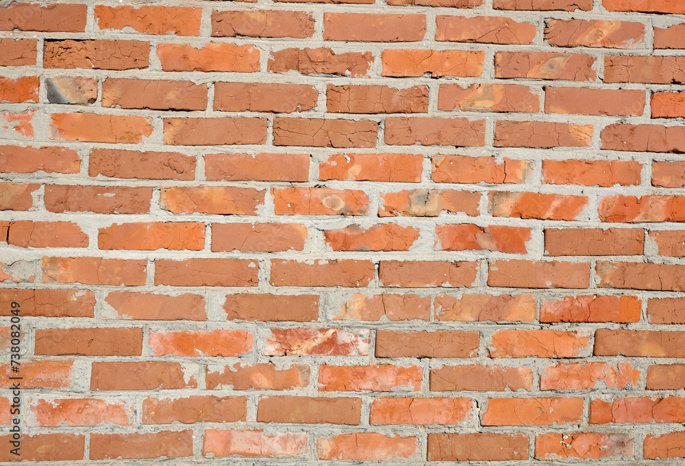Red grey wall background. Old grungy brick wall texture. Vintage wall with obsolete plaster Red grey wall background. Old grungy brick wall texture. Vintage wall with obsolete plaster