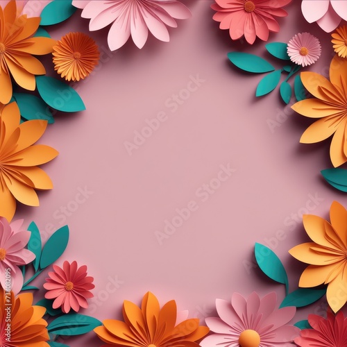 An inviting frame created by paper cutout flowers in a warm palette
