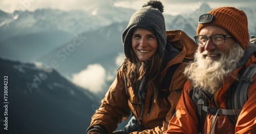 Senior Couple Hiking in Mountains Generative AI