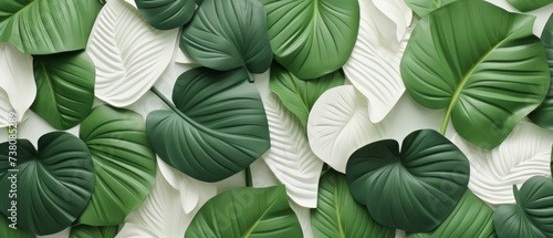 Wallpaper Mural White green geometric floral tropical leaves 3d tiles wall texture background banner illustration Torontodigital.ca