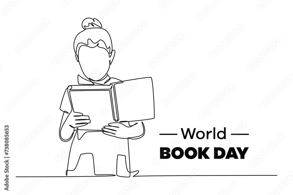 One continuous line drawing of world book day concept. Doodle vector illustration in simple linear style. One continuous line drawing of world book day concept. Doodle vector illustration in simple linear style.