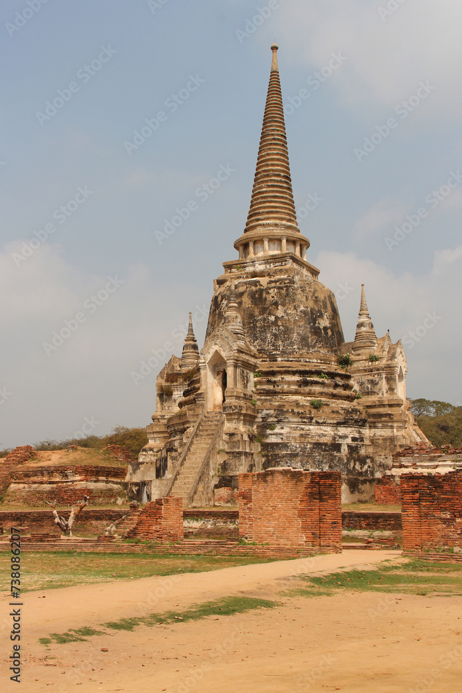 ruined buddhist temple (wat phra si sanphet) in ayutthaya in thailand