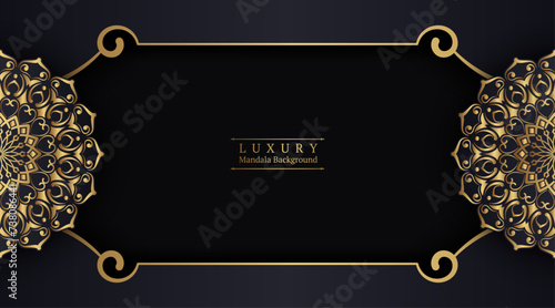 luxury black background, with gold mandala