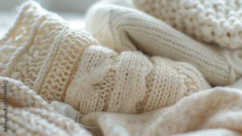 A macro shot highlighting the fine details of baby sweaters, emphasizing the softness of the fabric.