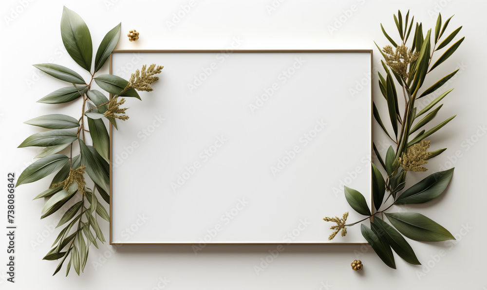 floral framing border mock-up invitation card elegant design