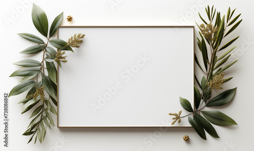 floral framing border mock-up invitation card elegant design © melhak