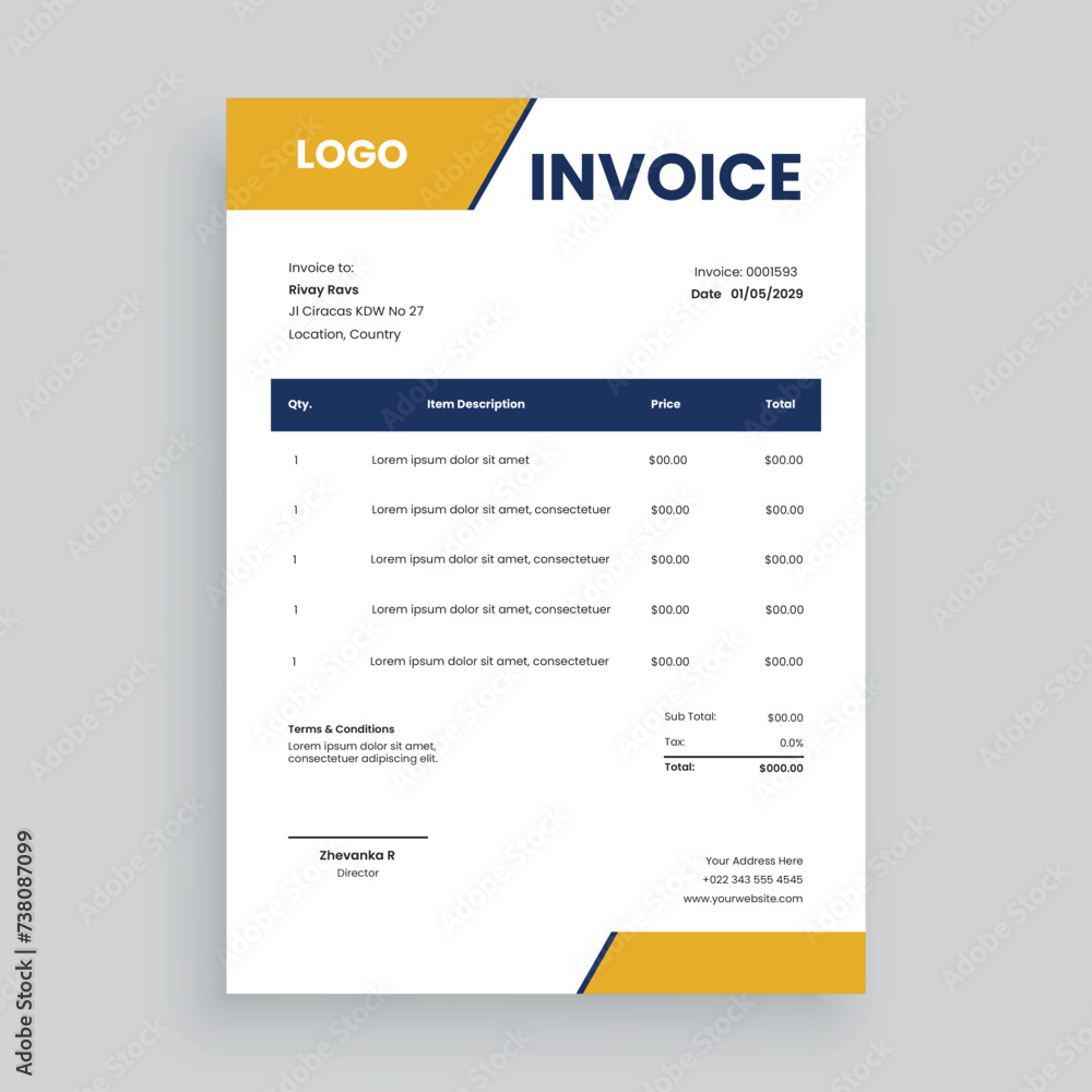 Creative and modern invoice template Vector design for your business Creative and modern invoice template Vector design for your business