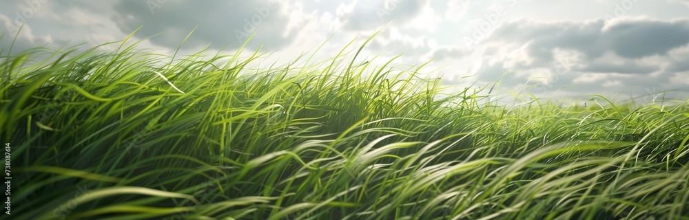 Obraz premium field go decorative grass on a windy day 