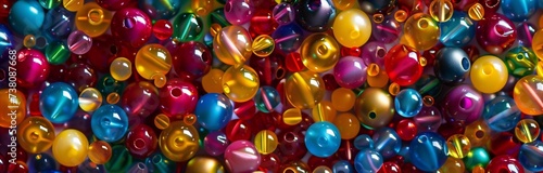 close up of multi color round beads for making jewelry  photo