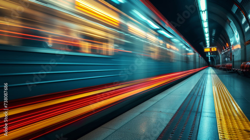 subway train station motion blur background
 photo